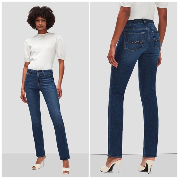 7 for All Mankind Kimmie Straight Leg Blue Jean Size 25 - Picture 1 of 9